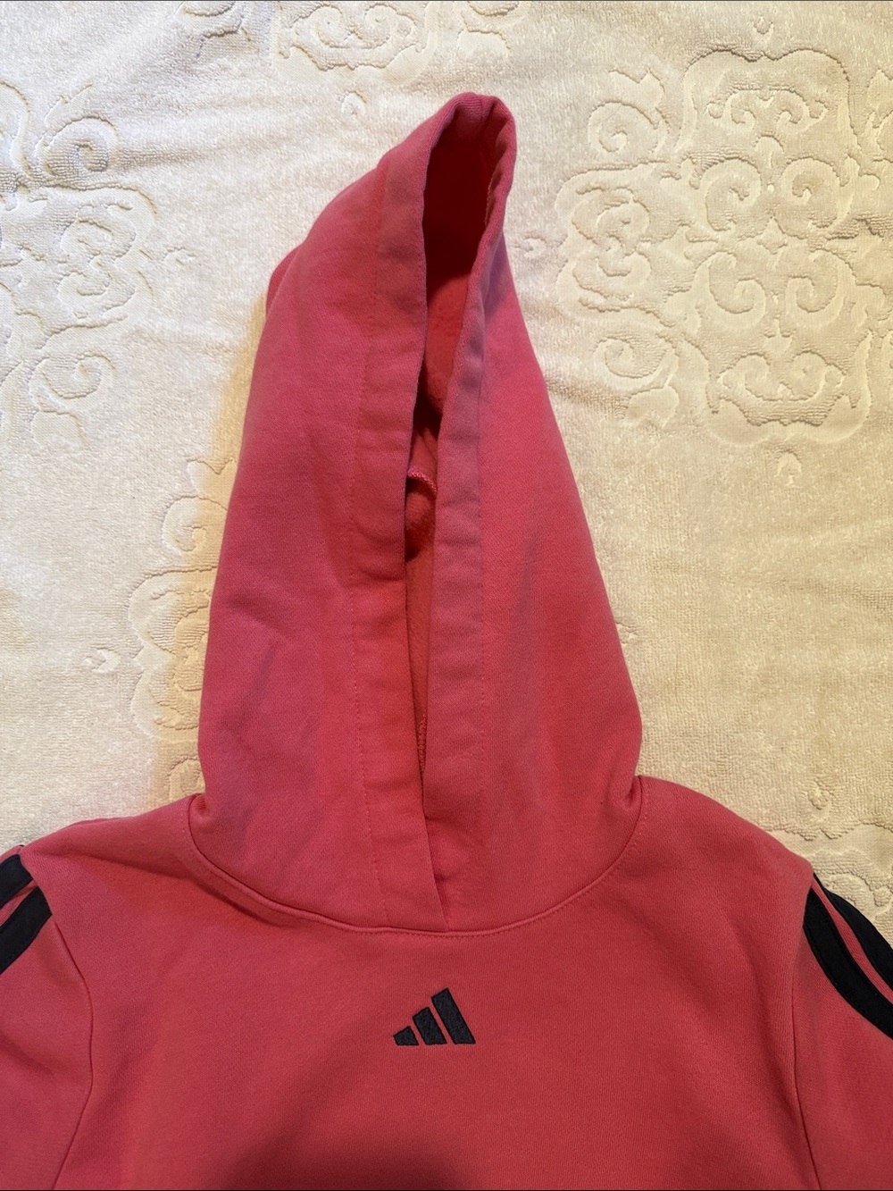 adidas Pink Kids Hoodie & Joggers with Black Stripes Girls Size 7 - Picture 3 of 4